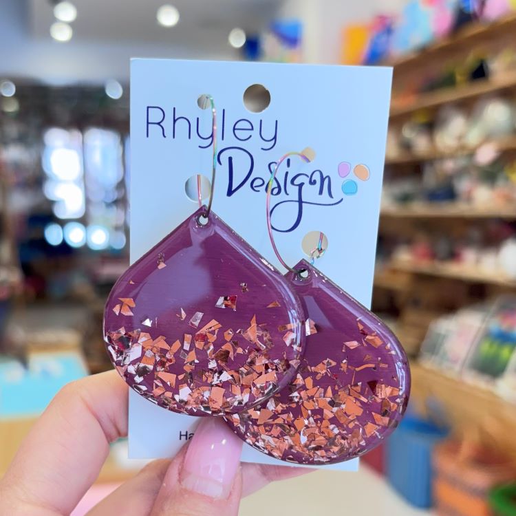 Handmade Glitter Teardrop Earrings