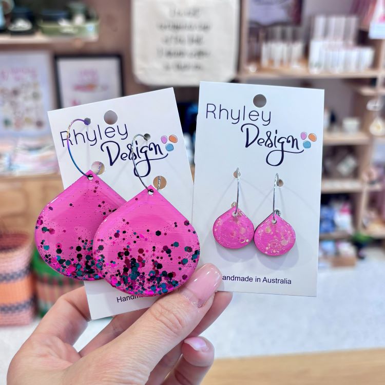 Handmade Glitter Teardrop Earrings