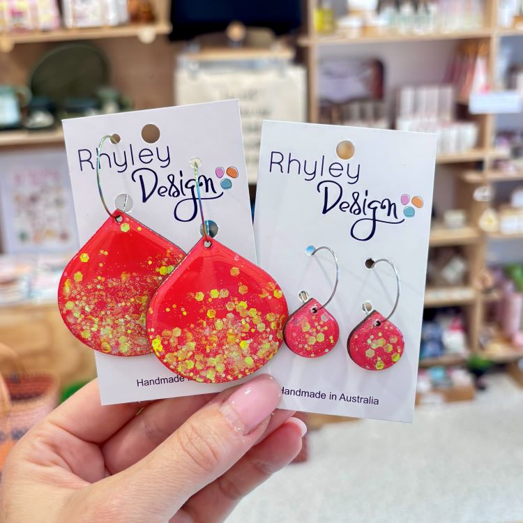 Handmade Glitter Teardrop Earrings