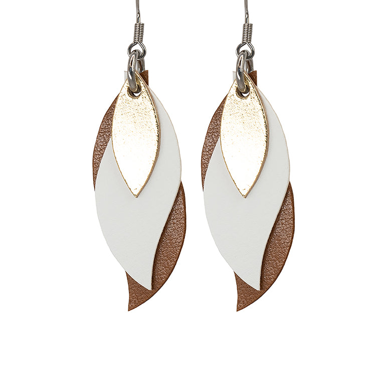 Handmade Leather Earrings - Leaf