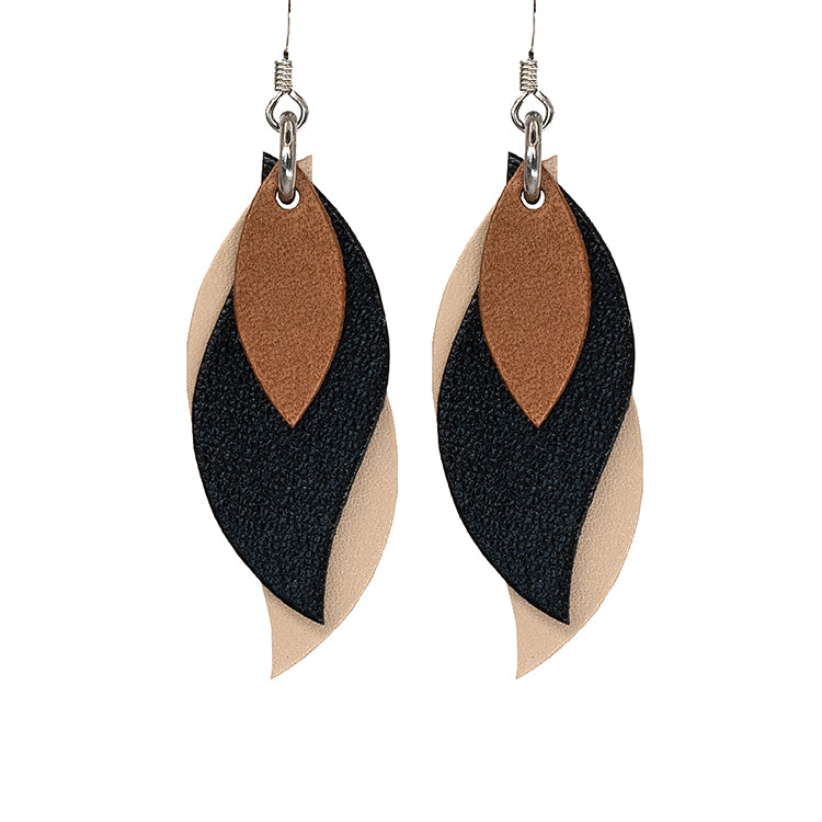 Handmade Leather Earrings - Leaf