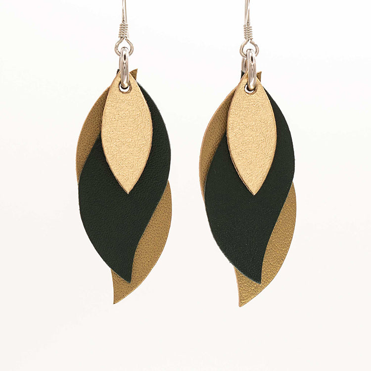 Handmade Leather Earrings - Leaf