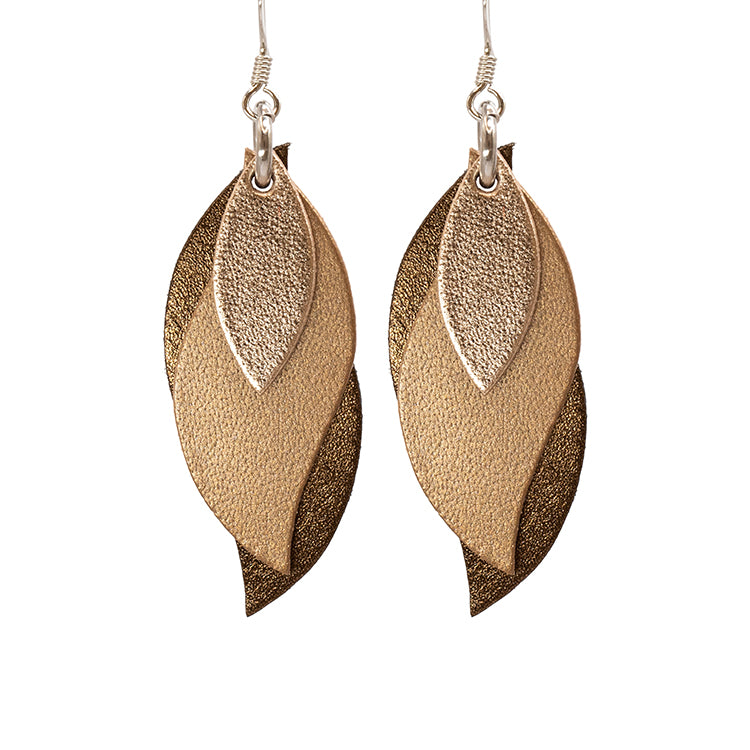 Handmade Leather Earrings - Leaf