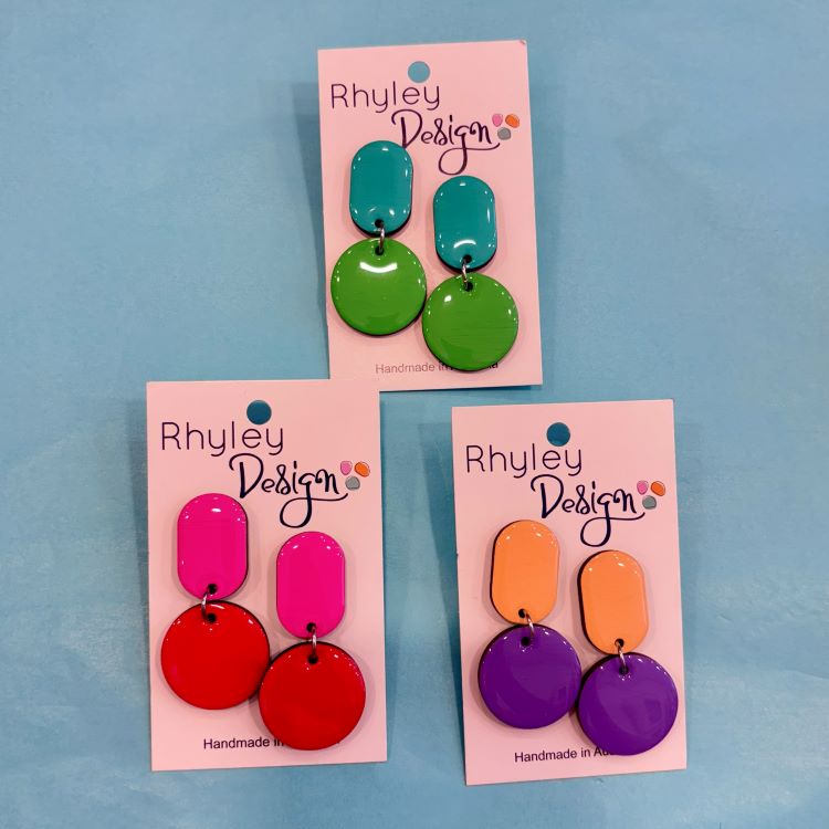 Hand painted Colour Block Earrings