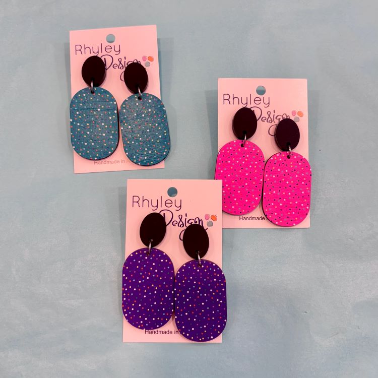 Hand Painted Polka Dot Statement Earrings