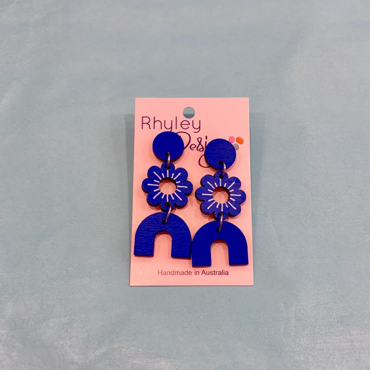 Hand painted Flower/Rainbow Earrings