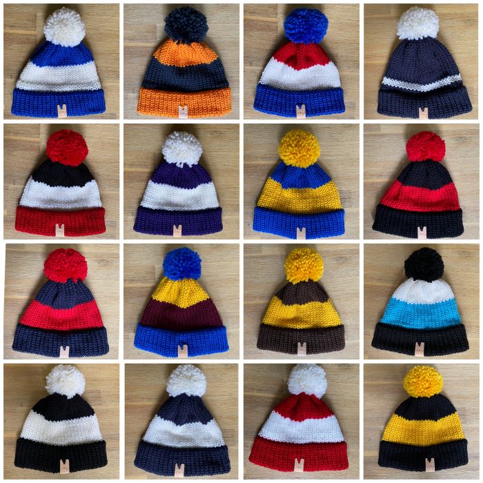 Handmade Knitted AFL Footy Beanies