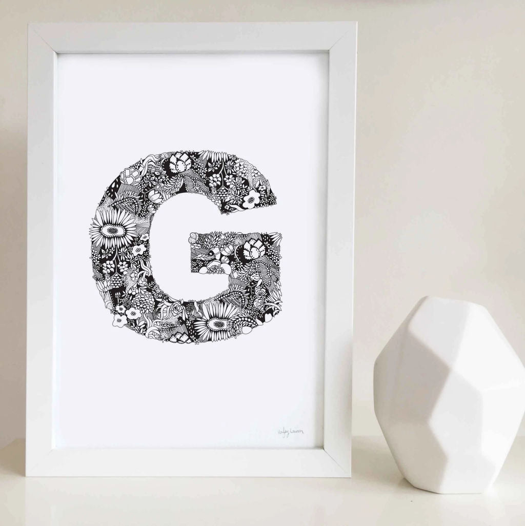 Floral Zen Doodle Alphabet Print