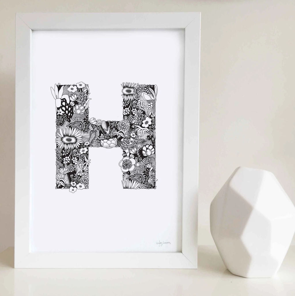 Floral Zen Doodle Alphabet Print