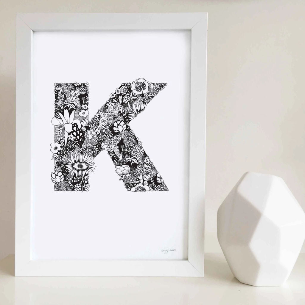 Floral Zen Doodle Alphabet Print