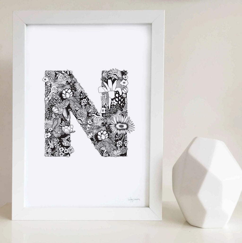 Floral Zen Doodle Alphabet Print