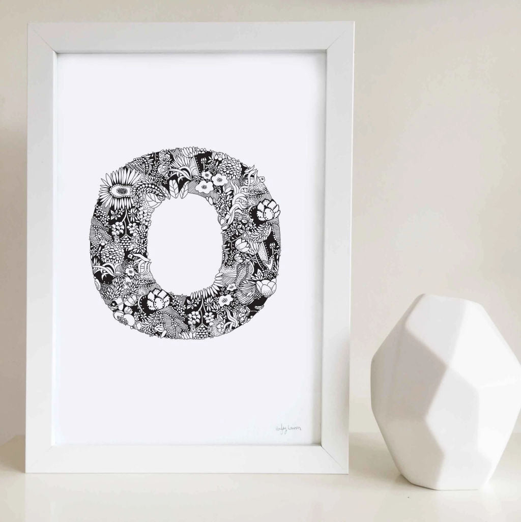 Floral Zen Doodle Alphabet Print