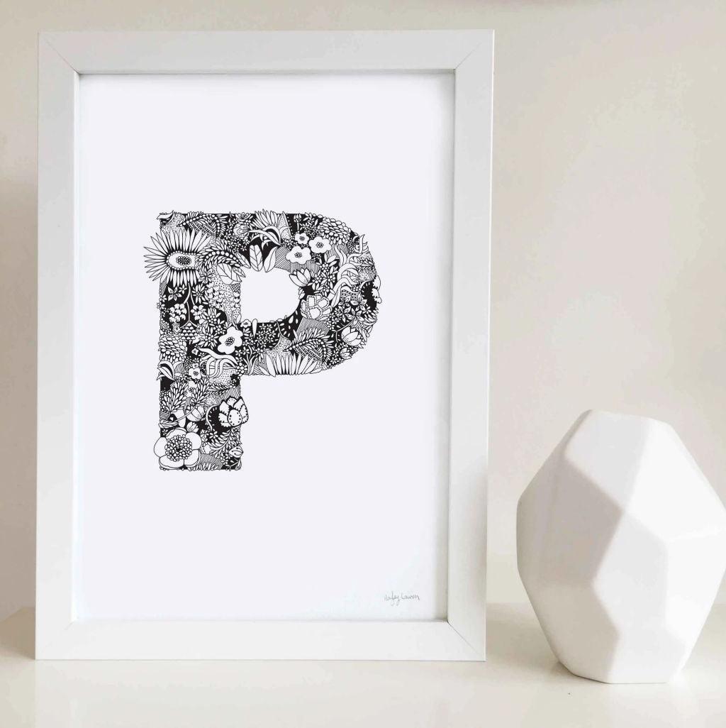 Floral Zen Doodle Alphabet Print