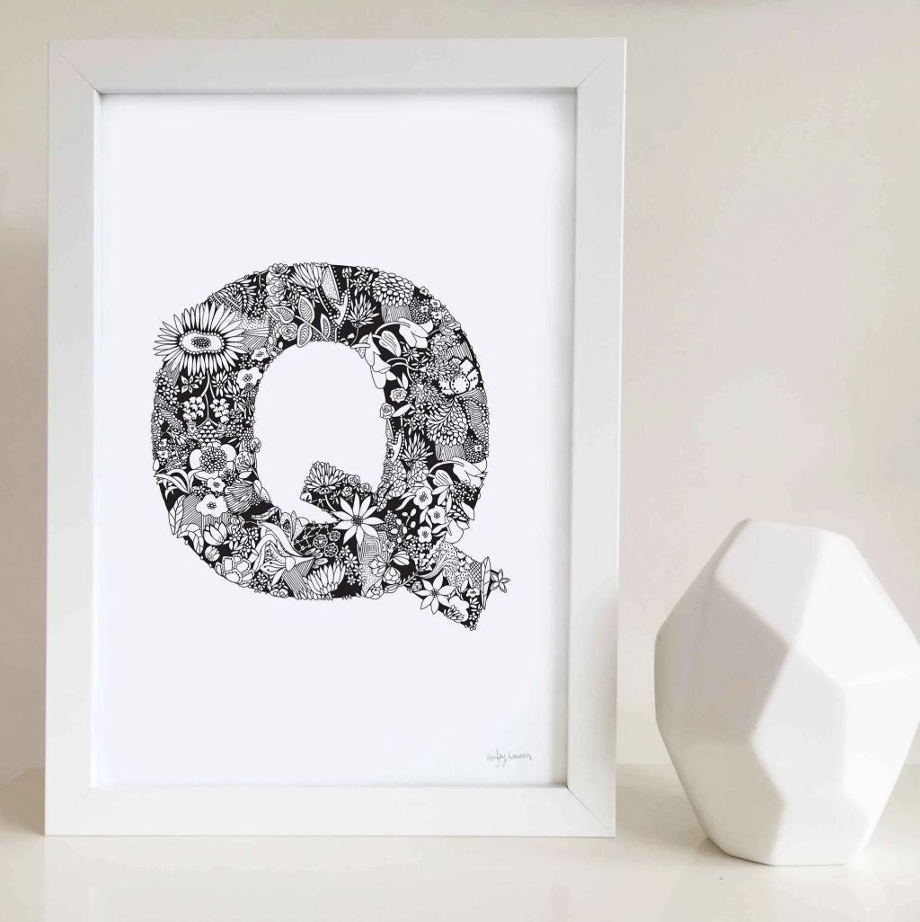 Floral Zen Doodle Alphabet Print