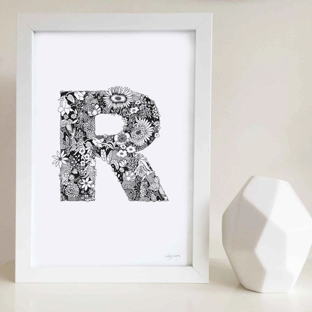 Floral Zen Doodle Alphabet Print