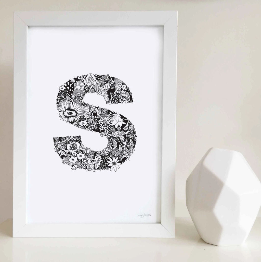 Floral Zen Doodle Alphabet Print
