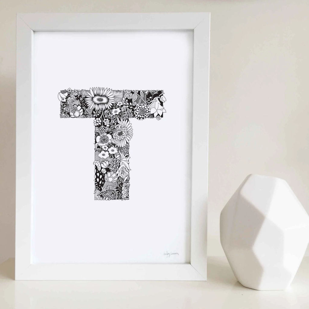 Floral Zen Doodle Alphabet Print
