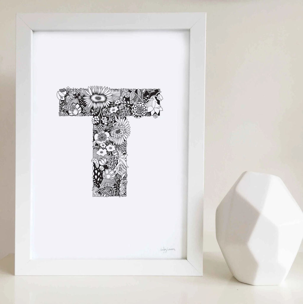 Floral Zen Doodle Alphabet Print