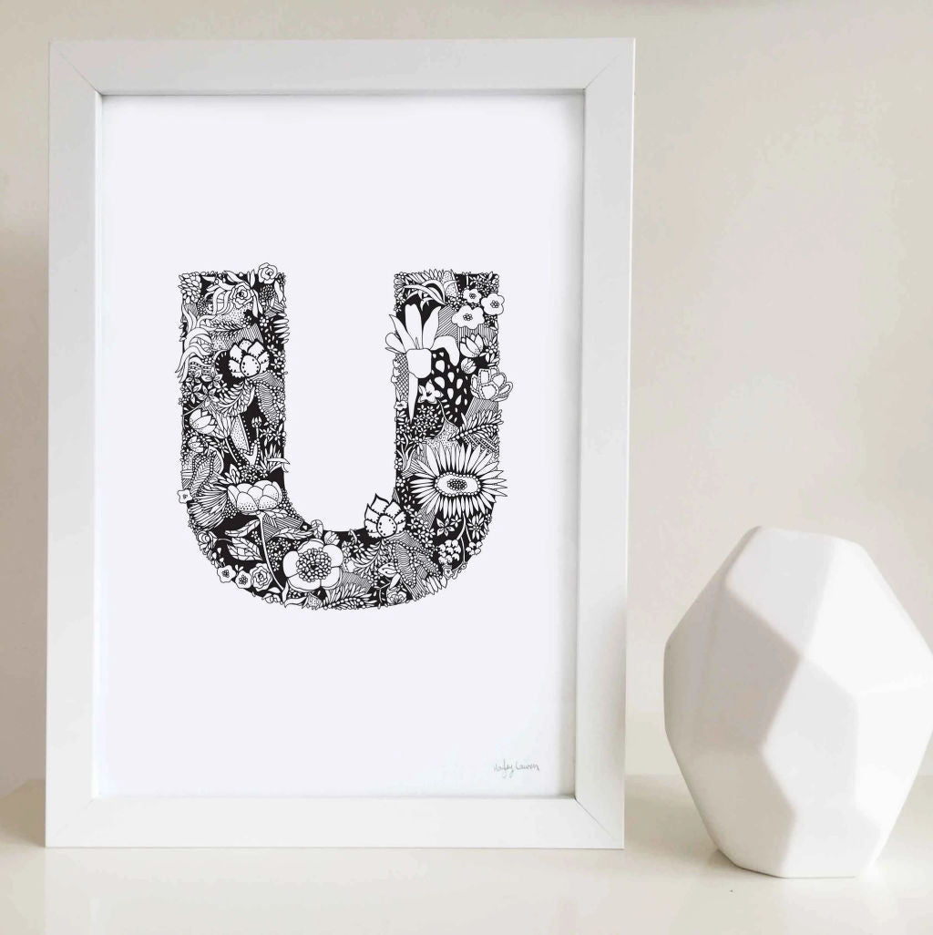 Floral Zen Doodle Alphabet Print