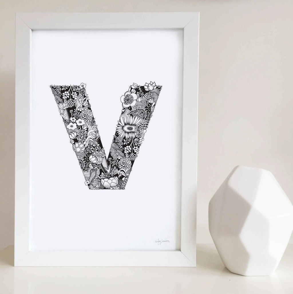 Floral Zen Doodle Alphabet Print