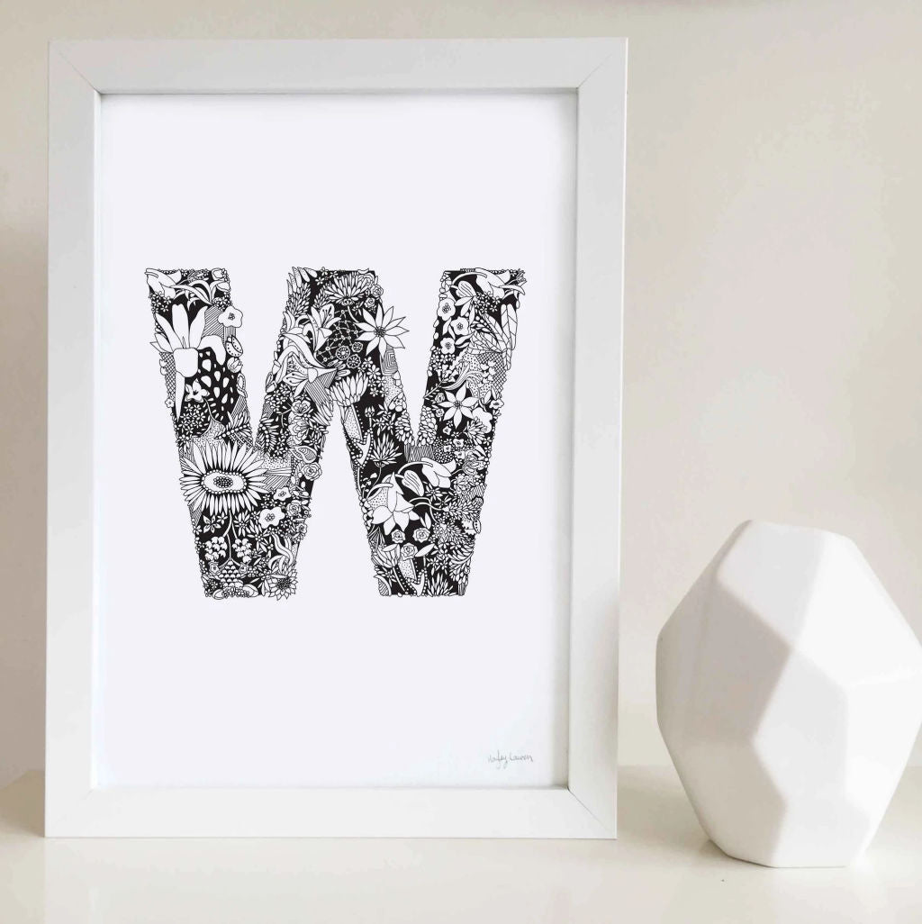 Floral Zen Doodle Alphabet Print