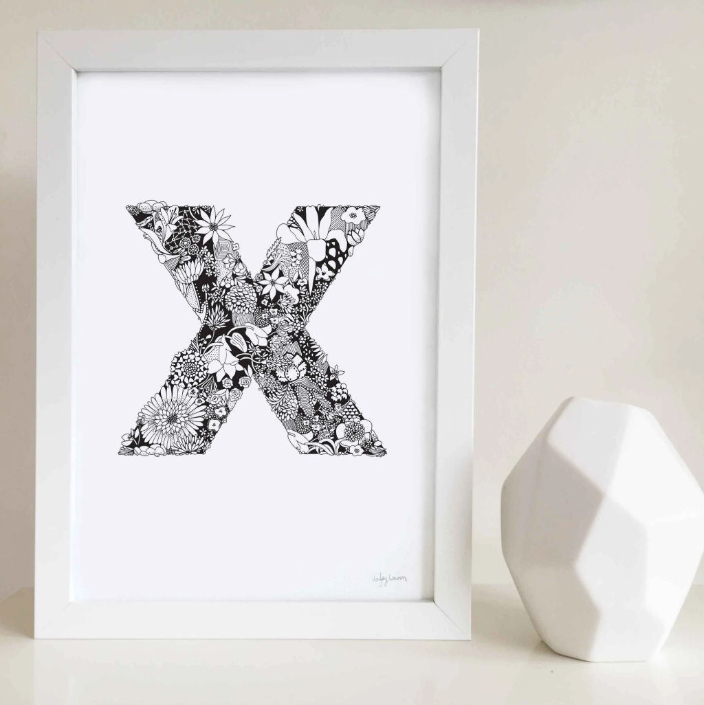 Floral Zen Doodle Alphabet Print