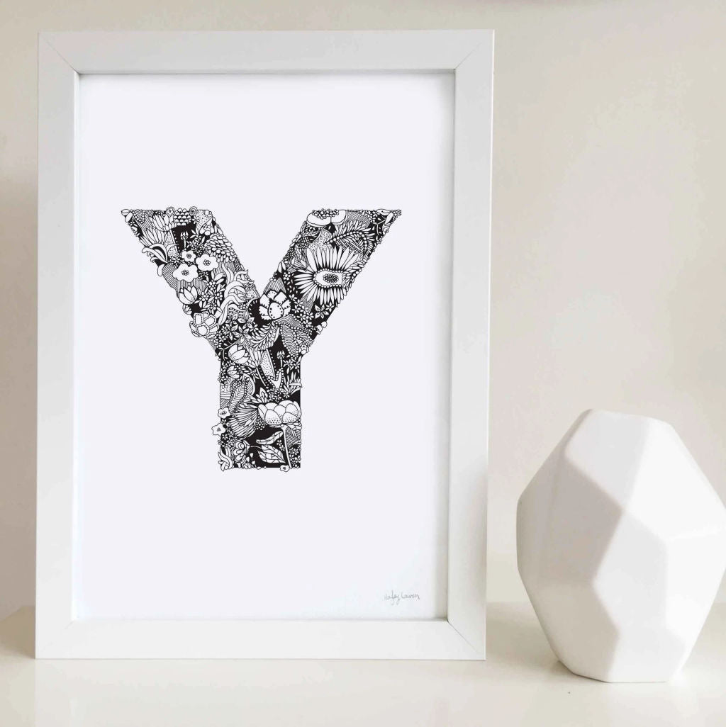 Floral Zen Doodle Alphabet Print