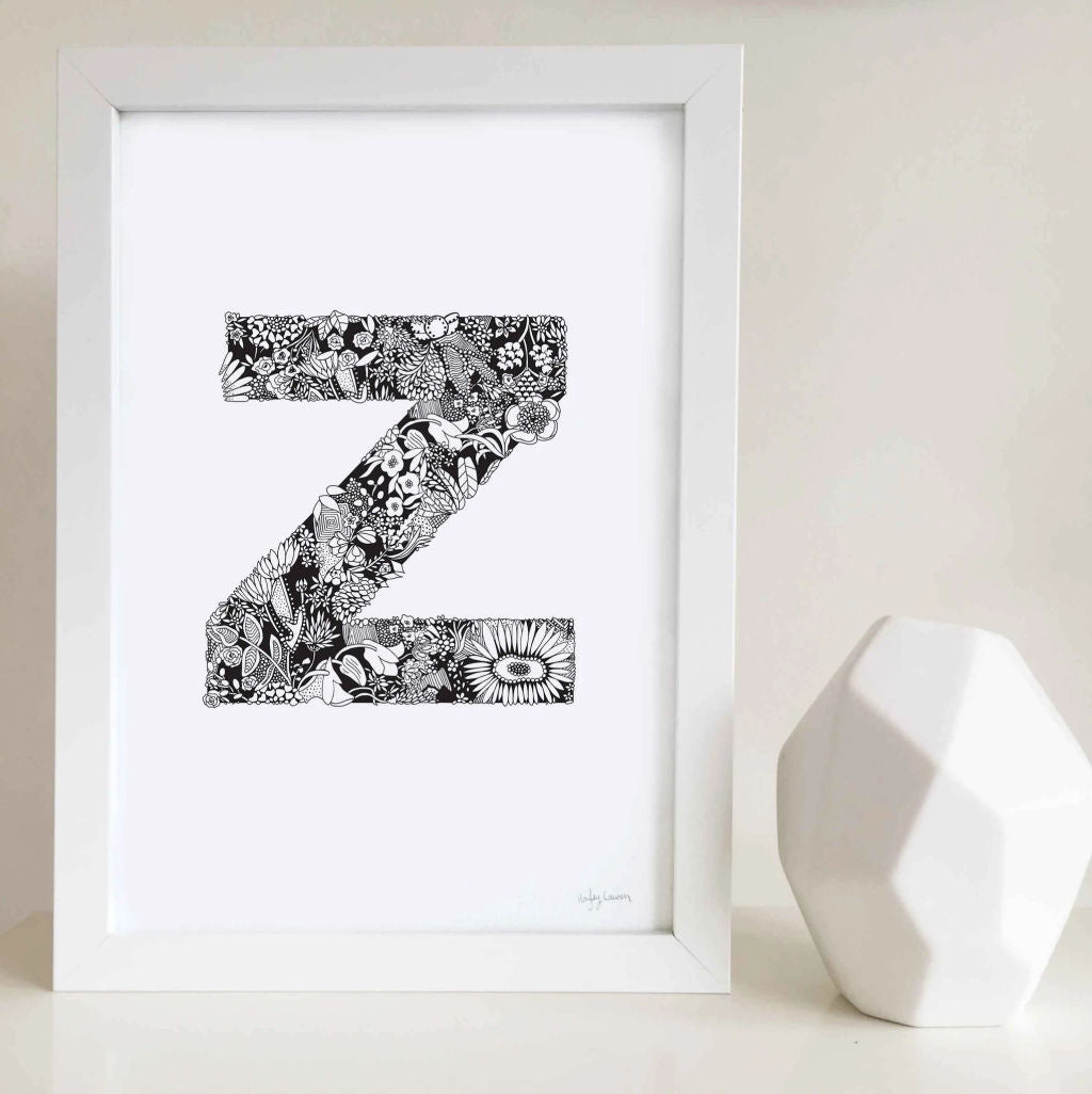 Floral Zen Doodle Alphabet Print