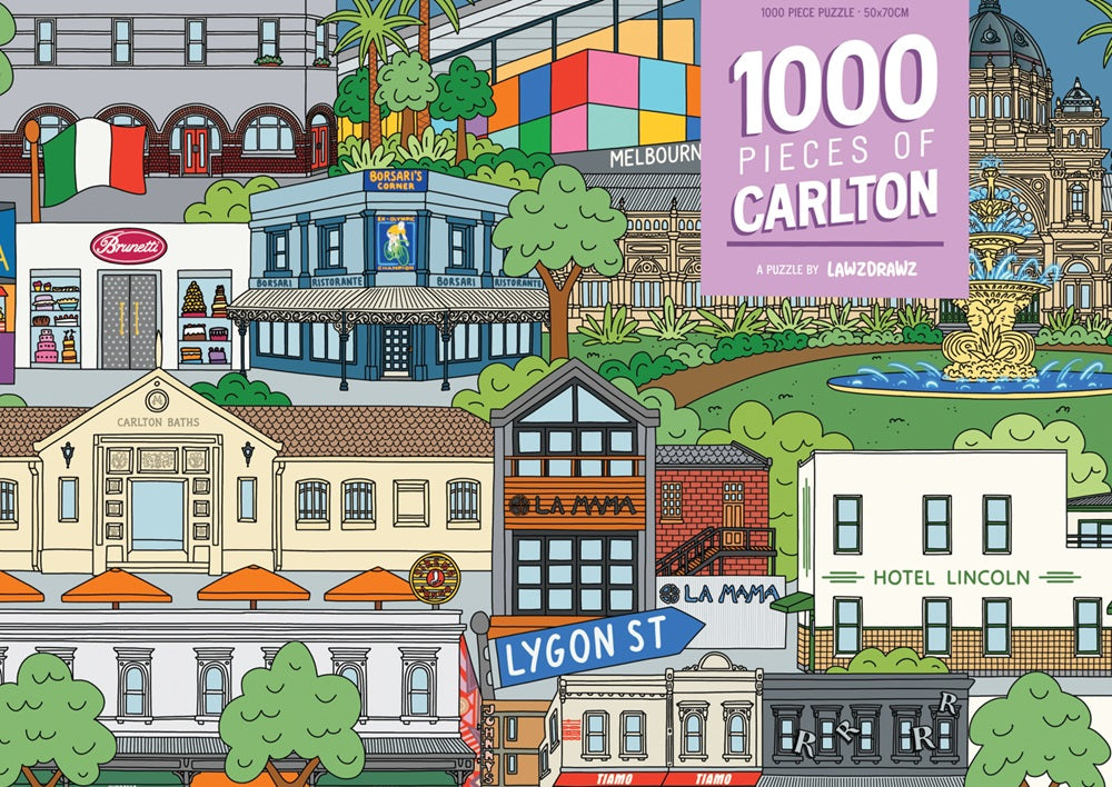 1000 pieces of Melbourne Puzzle by Lawz Drawz