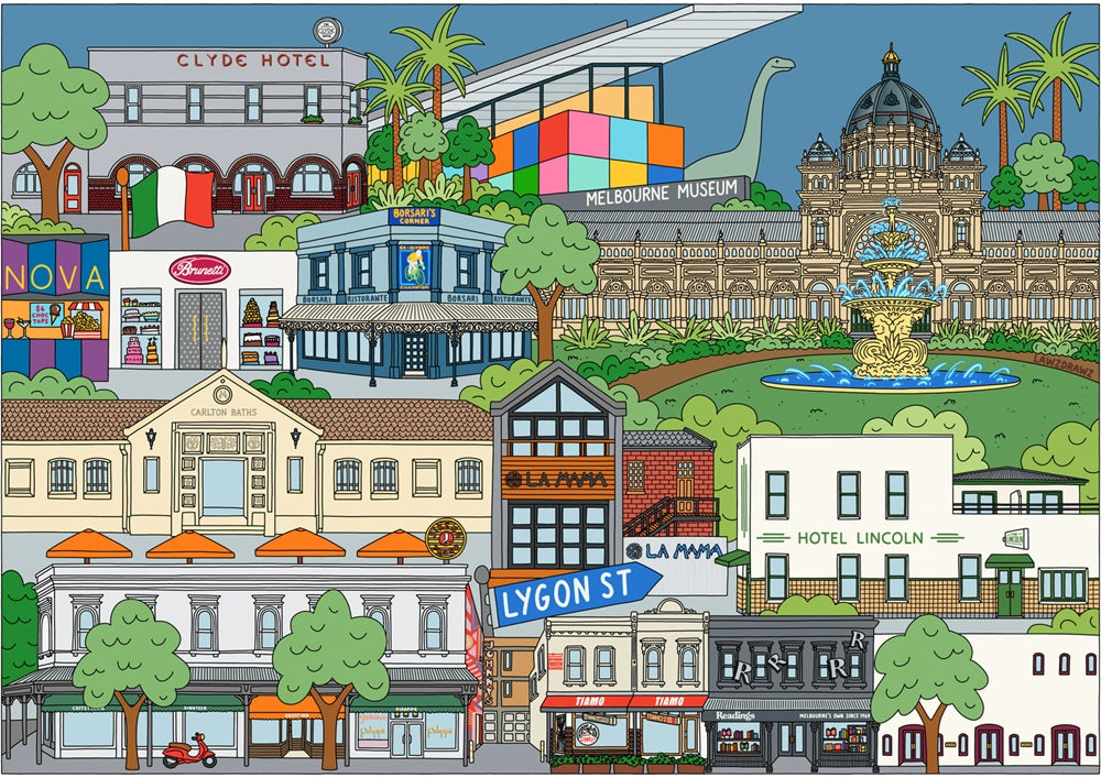 Places of Melbourne Suburb Prints by Lawz Drawz