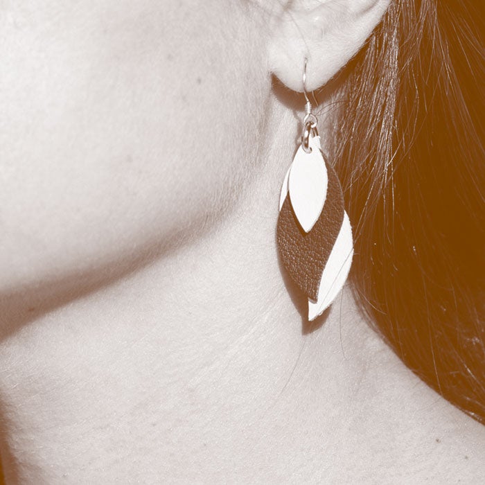 Handmade Leather Earrings - Leaf