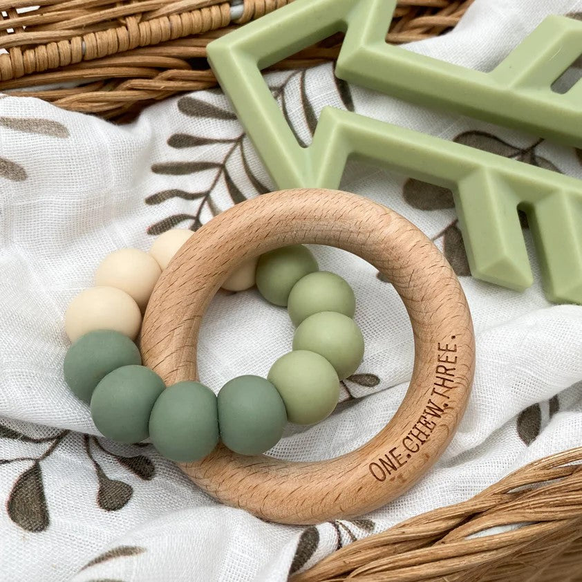 Silicone & Beech Wood Teether