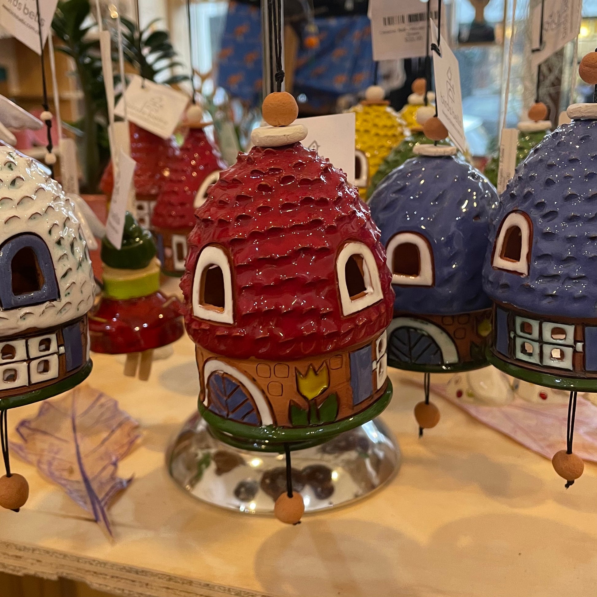 Ceramic 'House' Birds Bells