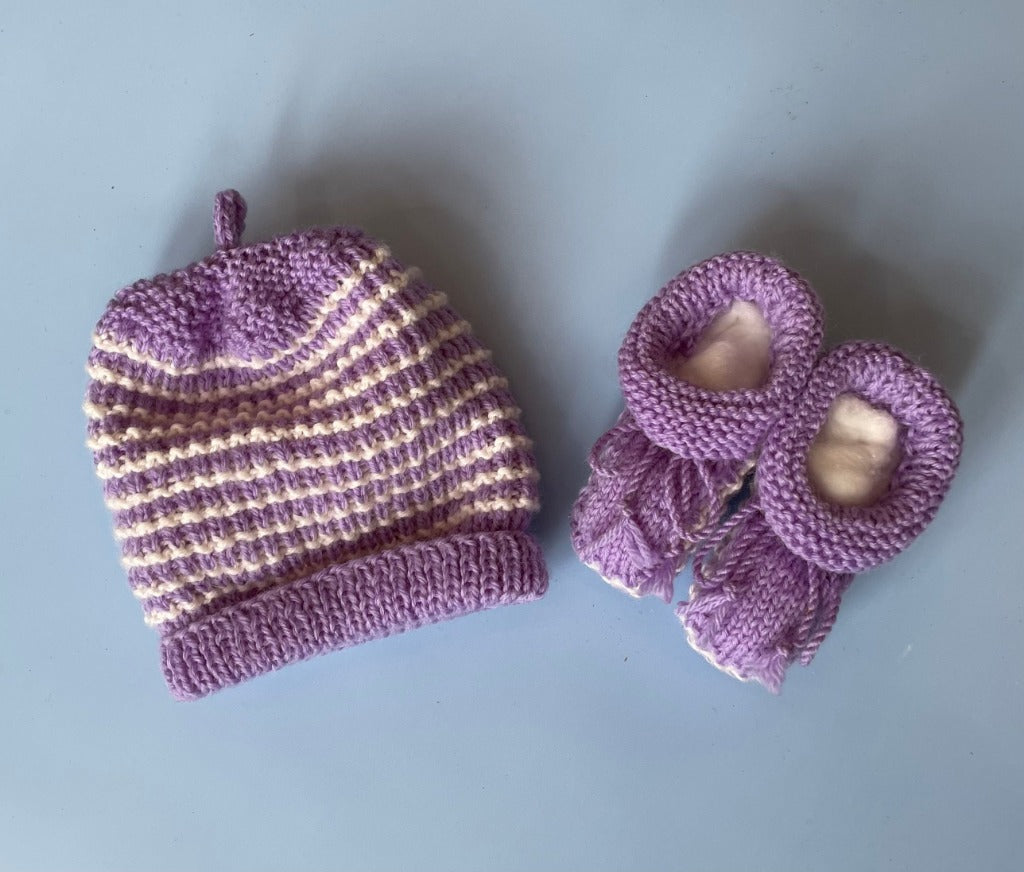 Hand-knitted Beanie & Bootie Set