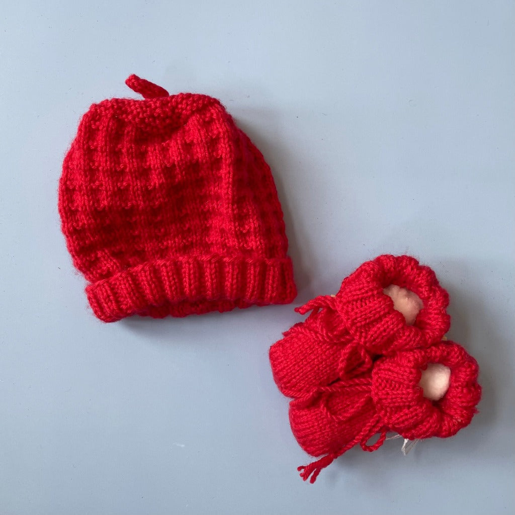 Hand-knitted Beanie & Bootie Set