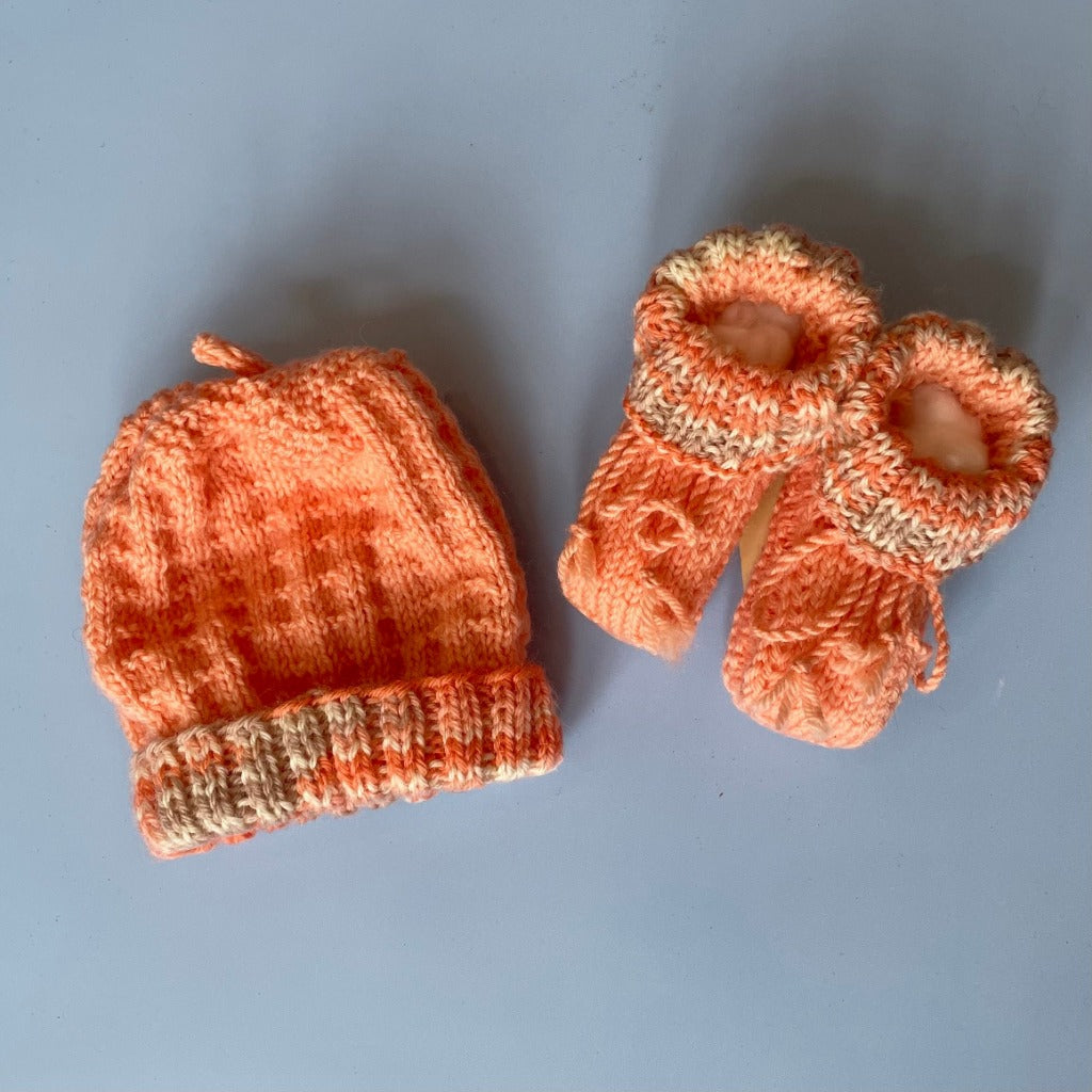 Hand-knitted Beanie & Bootie Set