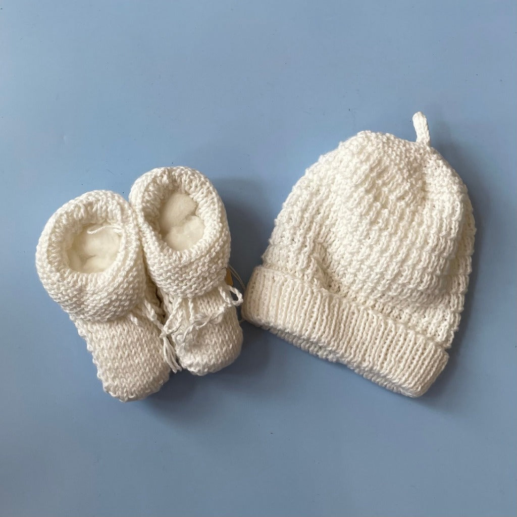 Hand-knitted Beanie & Bootie Set