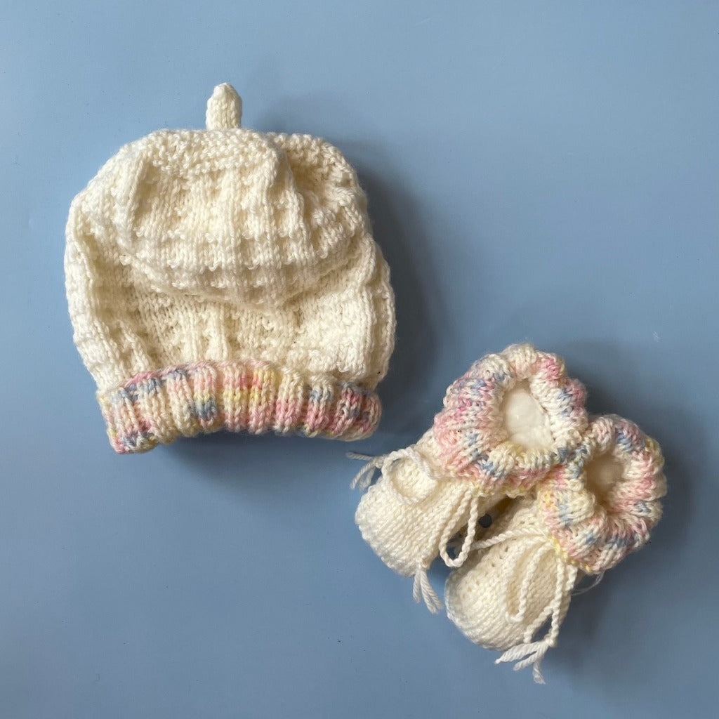 Hand-knitted Beanie & Bootie Set