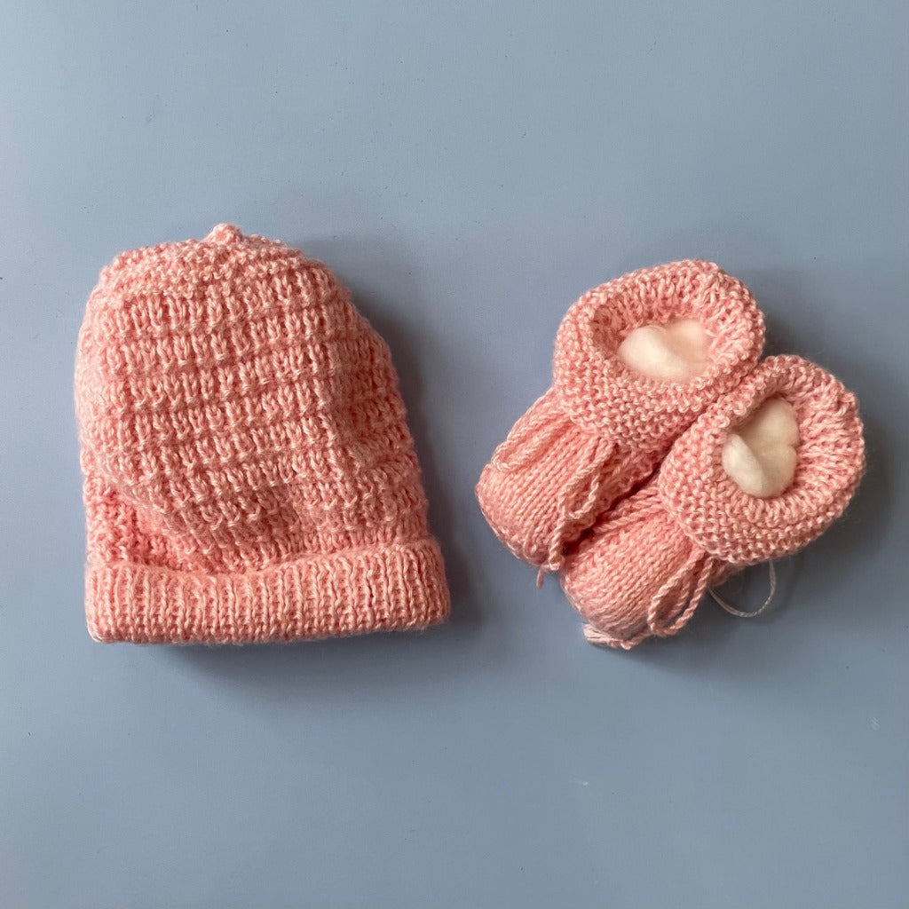 Hand-knitted Beanie & Bootie Set