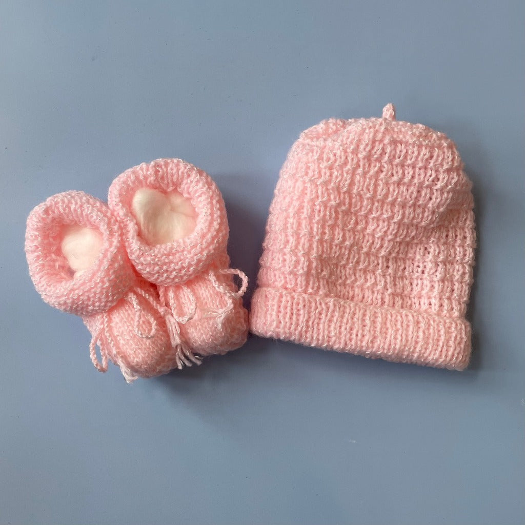 Hand-knitted Beanie & Bootie Set