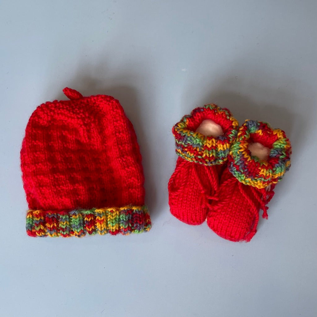 Hand-knitted Beanie & Bootie Set