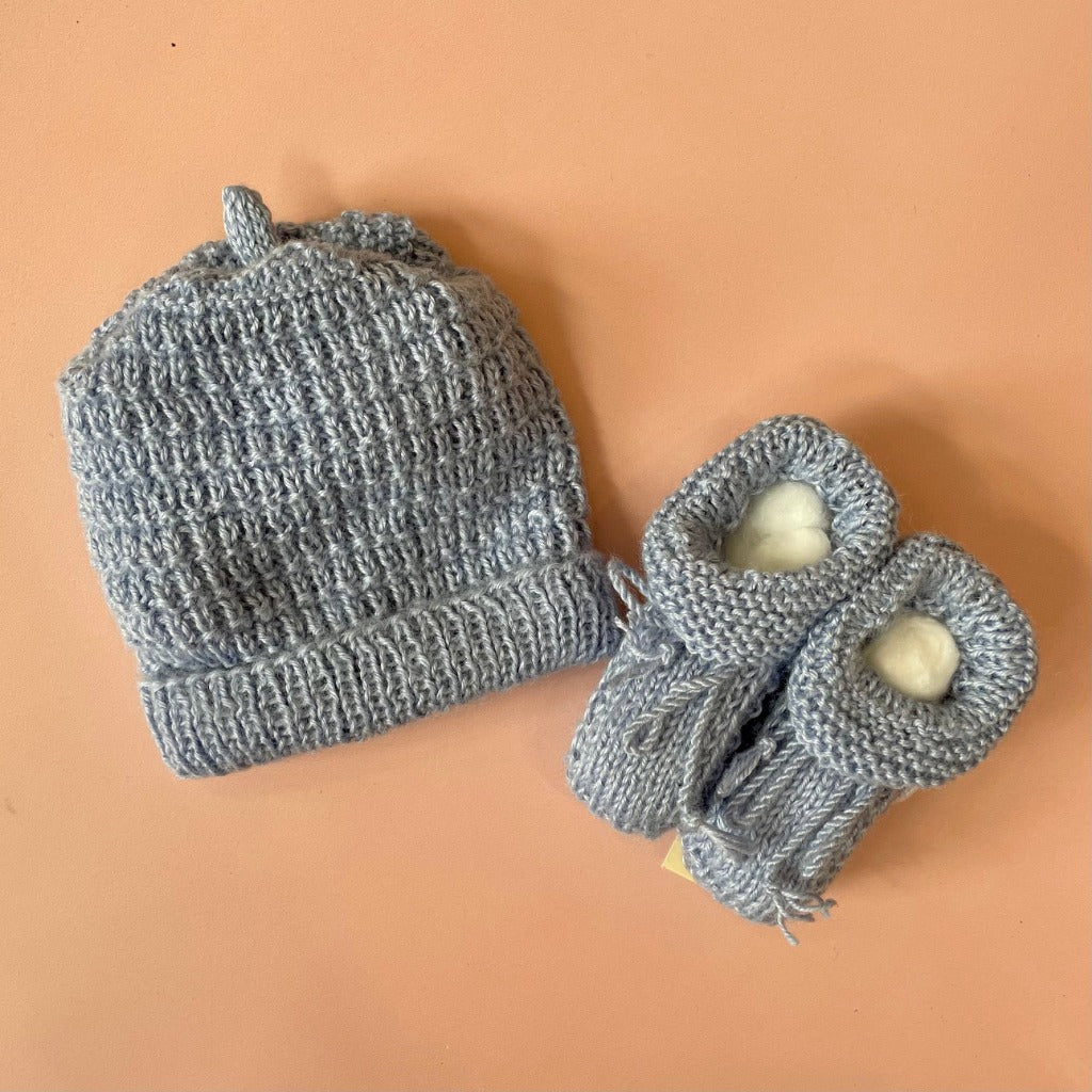 Hand-knitted Beanie & Bootie Set