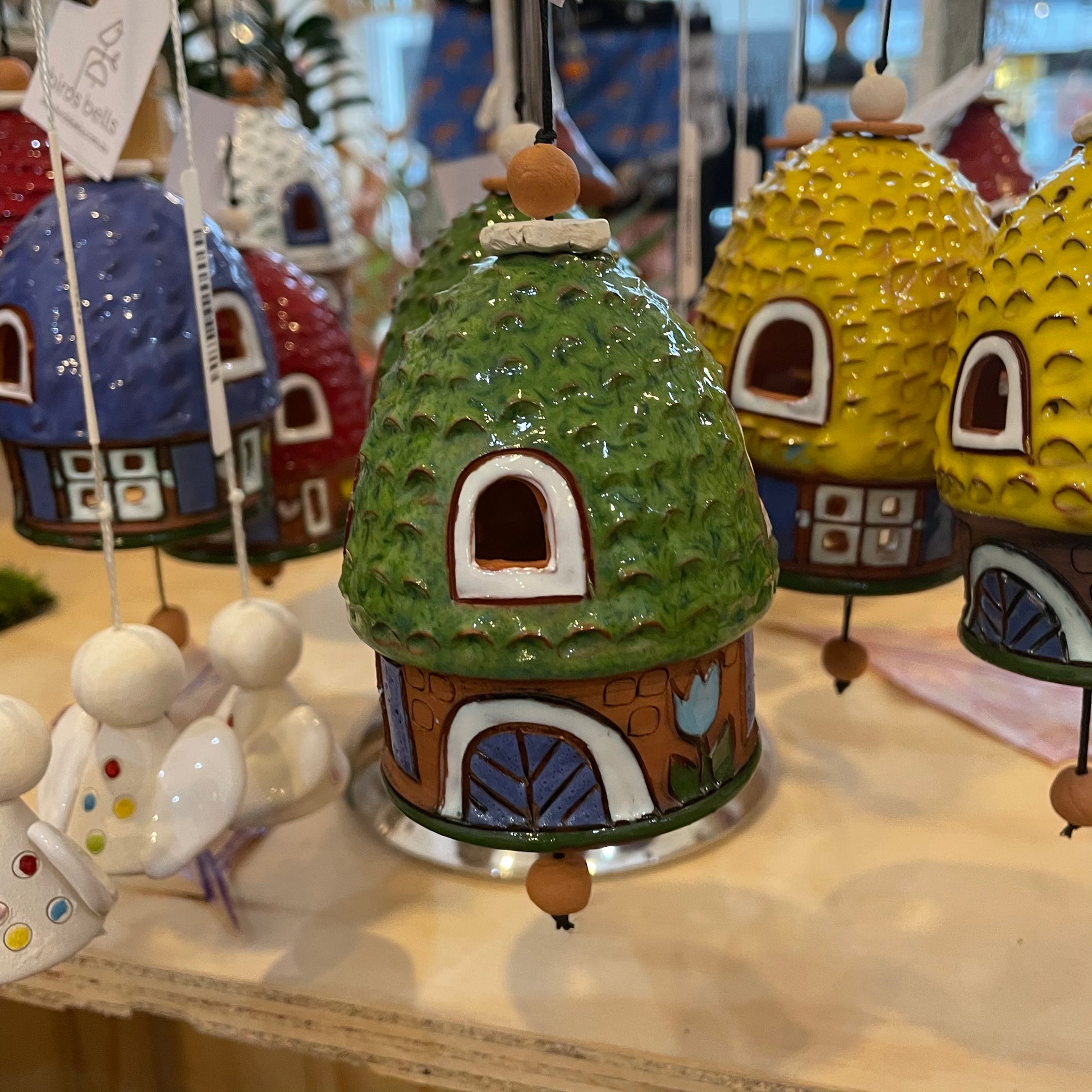 Ceramic 'House' Birds Bells