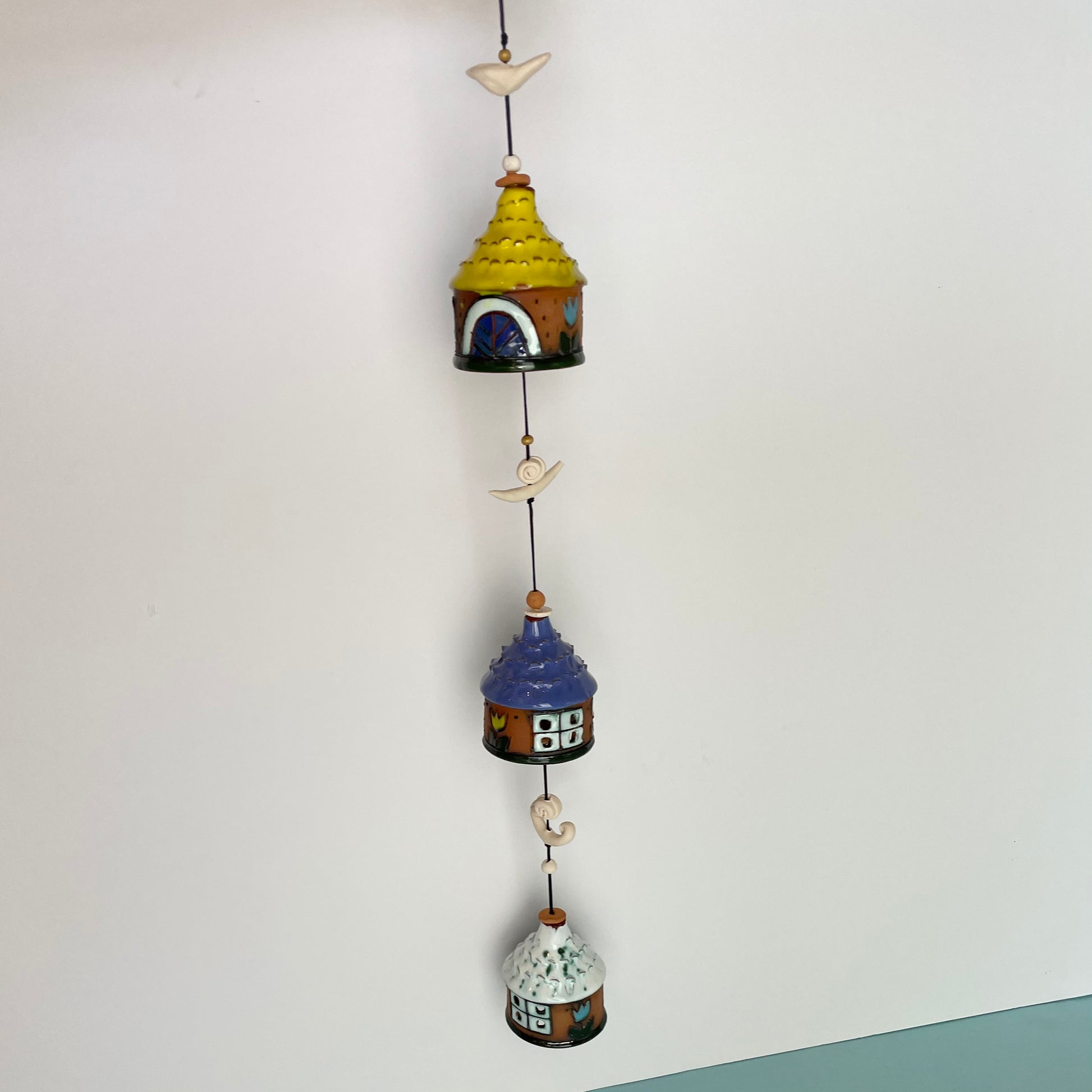 Ceramic 'House' Birds Bells