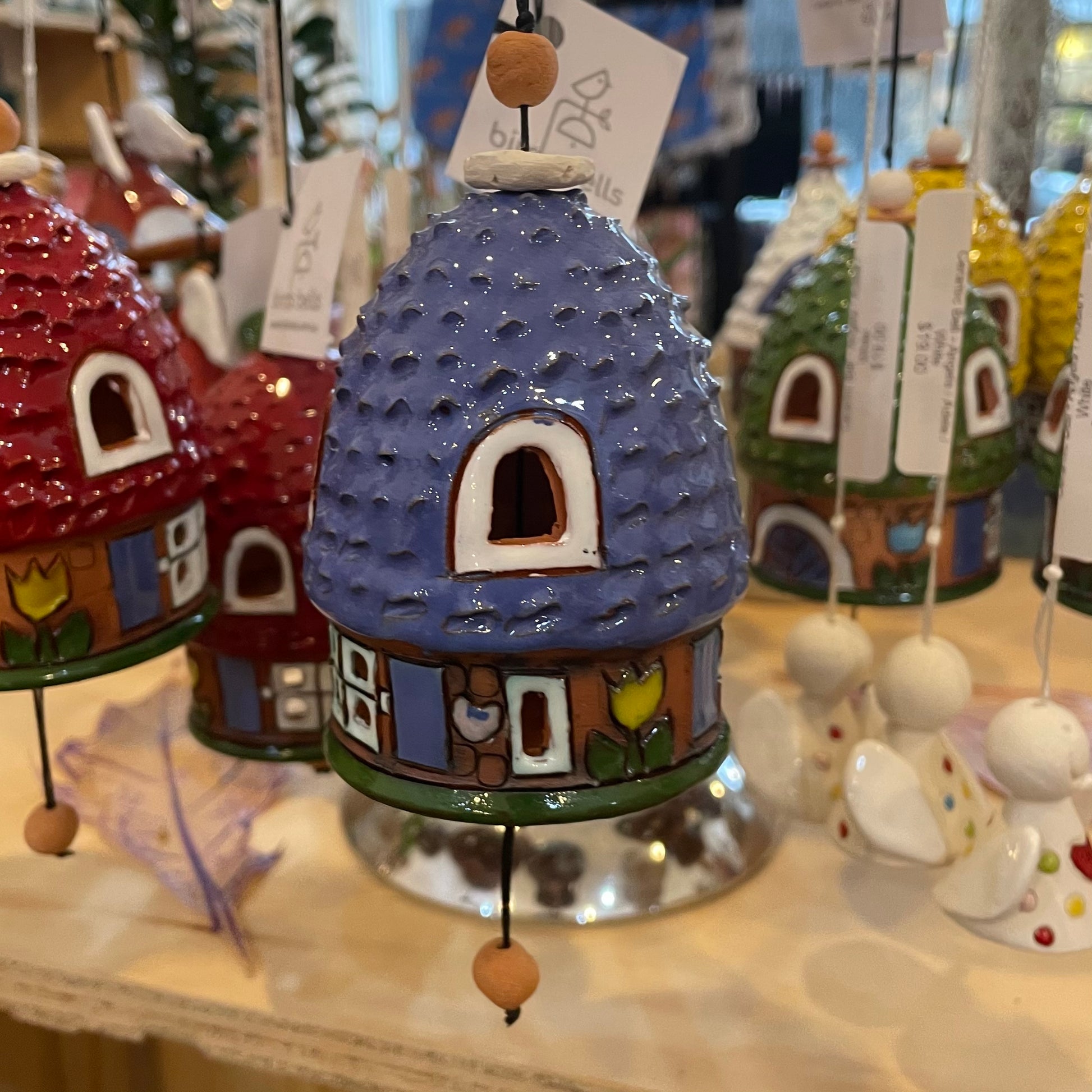 Ceramic 'House' Birds Bells