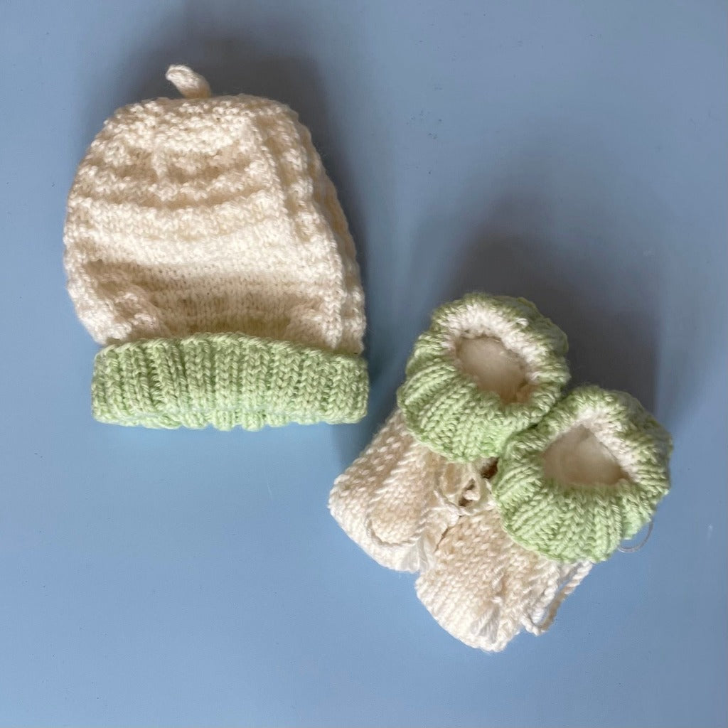 Hand-knitted Beanie & Bootie Set