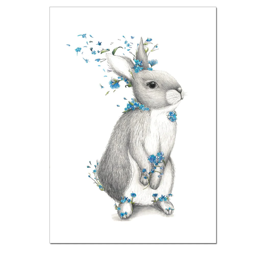 Blue Flower Animal Print Series