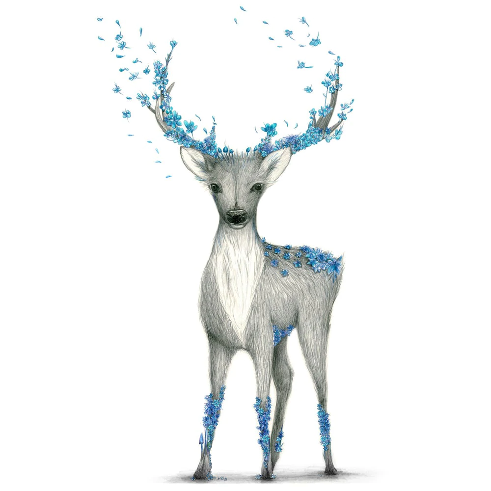 Blue Flower Animal Print Series