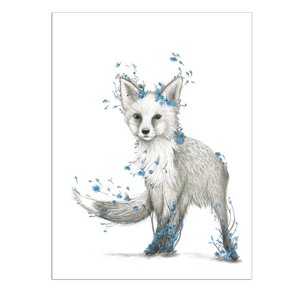 Blue Flower Animal Print Series