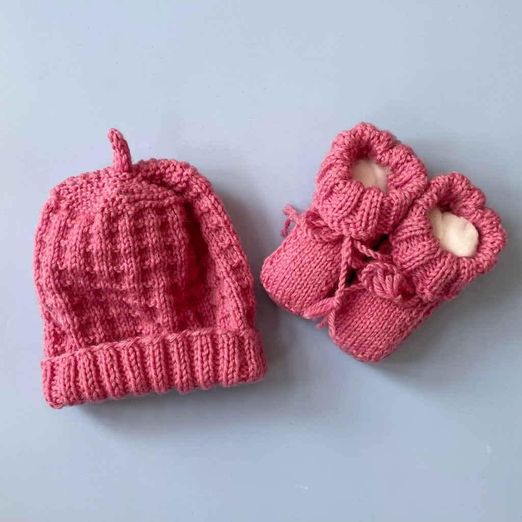 Hand-knitted Beanie & Bootie Set